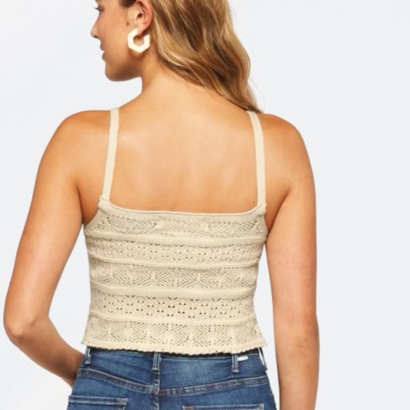 SALTWATER LUXE Kimia Crochet Sweater Tank beige size large - Picture 9 of 12